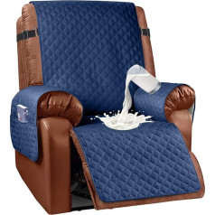 ‎Granbest Granbest Water-Repellent Recliner Chair Cover, Waterproof Recliner Chair Slipcovers, Non-Slip Recliner Protection for Children, Pets, Dogs, Cats with Elastic Straps (Lounger, Navy Blue)
