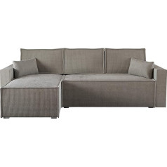 Bromarkt Corner Sofa with Sleep Function Sofa Cord Corner Couch with Bed Box Living Room Furniture Top Couch Three Seater Foldable Lazy Sofa 230 x 145 x 74 cm Cappuccino