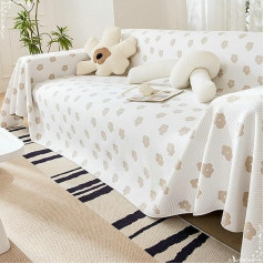 Mesnt Sofa Cover Cats Scratch-Resistant Chenille Washable Sofa Protection Cover Slipcover Couch with Small Floral Pattern Khaki 200 x 420 cm