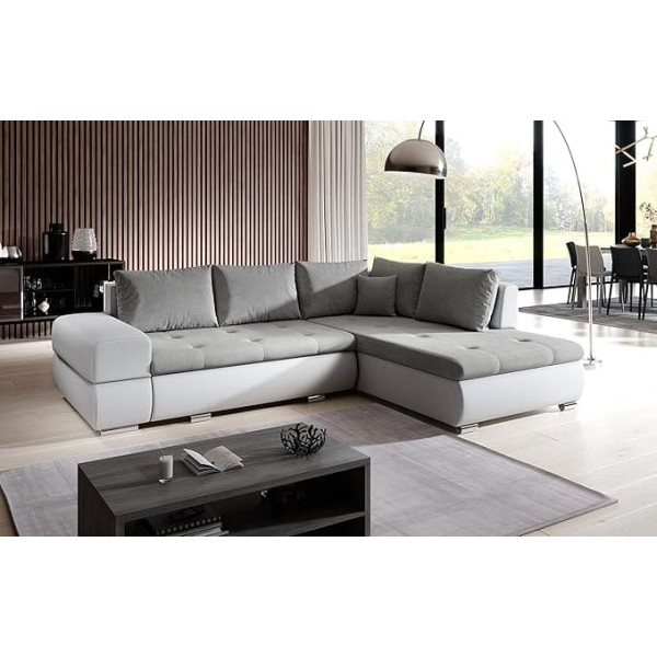 Ml Furniture Ltd Santorini Corner Sofa in L-Shaped 272 cm x 190 cm - Sofa Bed with Bed Box - Couch with Storage Space and Cushions - Sofa with Sleep Function Colour: As in the First Picture