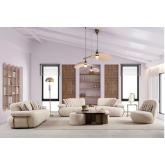 Generisch Quince Modular Living Room Set 3+2+1 + Centre Console Table + Stool, Colour: Beige