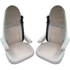 BREMER SITZBEZÜGE Motorhome Seat Covers for Aguti GIS Liner and Milan Seats, Set of 2 Protective Covers Including Armrest Covers in Beige, GT405