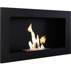 kratki Ethanol-Kamin Golf 2, hängender Echtfeuer-Wandkamin mit TÜV-Zertifikat|Maße in cm: H36 x B62 x T11, Länge der Feuerlinie 15 cm|Brennstoff: Ethanol für einen ruß- GOLF/2/CZARNY/TUV