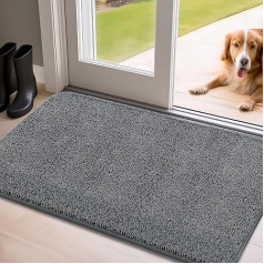 Mibao Door Mat Indoor 90 x 150 cm, Dirt Trapper Mat for Entrance Area, Door Mat, Non-Slip, Super Absorbent Welcome Mat Carpet for Front Door, Back Door, Shoes and Paws, Grey