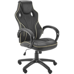 X Rocker Maverick Gaming Stuhl - Ergonomischer Bürodrehstuhl für Jugendliche & Junge Erwachsene - 360° drehbar & höhenverstellbar - Schwarz/Gold