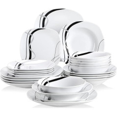Veweet 'Fiona' Porcelain Dinner Service Set, 18/36-Piece Crockery Set, 20/40-Piece Breakfast Service Set, 24/48-Piece Dinner Service Set, 30/60-Piece Combi Table Service Set