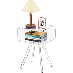 solaround Acrylic Side Table Acrylic Bedside Table Bedside Table for Bedroom (Clear)