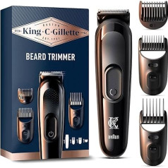 King C. Gillette Beard Trimmer Cordless with Lifelong Sharp Blades Washable with 3 Attachments for 3 Day Beard, Short and Long Beard Hair