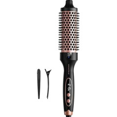 Wavytalk Thermal Brush, Blowout Boost, Ionic Thermal Brush, Round Brush, Electric, Makes Hair Smooth and Shiny, 5 Temperature Levels, Hair Gentle, 38 mm Barrel, Double Voltage, Euro Plug, Rose Gold