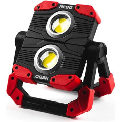 NEBO Omni 2K Lumen Work Lamp for Craftsmen - Shock and Waterproof - with Dual COB Output - Portable USB-C Rechargeable Torch with Adjustable Magnetic Handle