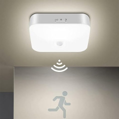 Toowell Battery Lamp with Motion Sensor Indoor, 10000 mAh Rechargeable Battery Ceiling Light LED Battery Ceiling Light with Motion Sensor, Cellar Lamp, LED Lamp, Battery Light for Bathroom, Garage,