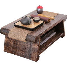 Side Table, Coffee Table 2-Tier with Storage Shelf, Retro Japanese Tea Table, Tatami Table for Living Room, Bay Window (Color : Dark Brown, Size : 50 * 30 * 20cm)