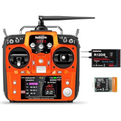 Radiolink AT10II 12 Channels RC Transmitter and Receiver R12DS 2.4GHz Radio Remote Control, Voltage Elementetry for RC Aeroplane Racing Drone, Quad, Helicopter, Car and Boat (Left-Handed Throttle)