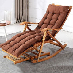TYJKL Wooden Rocking Chair Adjustable Sun Chair Bamboo Sun Lounger Foldable with Armrest, Footrest and Foot Massage, for Garden, Balcony, Living Room, Outdoor Patio