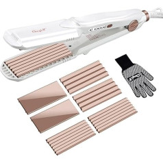 CkeyiN 3 in 1 Hair Straightener Curling Iron for Hot Corn PTC Heating Even Heating Quick Warming in 30 Seconds Hair Protection Hair from Damage