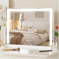 JXMILO Hollywood Make-Up Mirror with Lighting, Hollywood Mirror with 3 Colour Temperatures, Dimmable, Large Cosmetic Mirror, Vanity Mirror, Table Mirror with 10x Magnification, Touch Switch, 58 x 43
