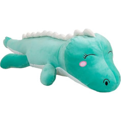 Aiuidun Plush Toy Dinosaur Cuddly Toy Stuffed Toy Plush Cushion, Long Dino Plush Toy Hug Pillow Lumbar Back Cushion Doll Gifts for Children (120 cm, Green - Happy)