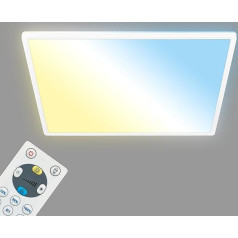 BRILONER - LED Ceiling Light Flat with Remote Control, Warm White to Cool White, Dimmable, Lamp, Ceiling Light, Living Room Lamp, LED Panel, Bedroom Lamp, 56 x 56 x 3 cm (L x W x H), White