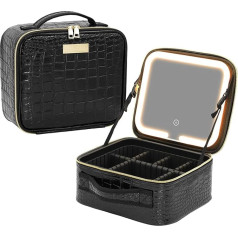 Tense Edano PU Cosmetic Case, black, Vanity Case with Illuminated Mirror