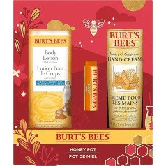 Burt's Bees Gifts for Women | Honey Pot Gift Set with Honey Lip Balm, Honey and Grape Seed Hand Cream and Milk and Honey Body Lotion