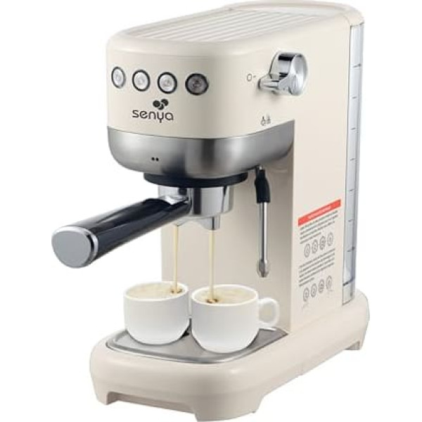 Senya Tasty Coffee Creme Coffee Machine 20 Bar, Espresso and Cappuccino Coffee Machine 1300 W, Thermoblock, Milk Frother, Automatic Shut-Off, SYBF-CM006C
