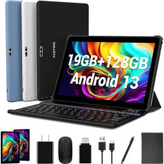 FASTWD Tablet 10 Inch Android 13.19GB RAM + 128GB ROM, Tablet 5G WiFi, 8MP + 13MP, 1280 x 800incell, 8000mAh, FaceID, Tablet with Keyboard, Mouse, Holster, Pen, Blue