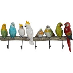 Kare Design Exotic Birds Wall Coat Rack Multi-Coloured Steel Hooks 5 Hooks 24 x 54 x 7 cm (H x W x D)