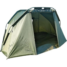 KINGCARP - 1 Man Bivvy Fishing Tent Shelter Waterproof 210D - Quick Set Up Insect Net Front Door PVC View Panels - Heavy Duty Groundsheet, Poles, Pegs and Bag [25-1711], Green, 1 Man - 230cm, Green