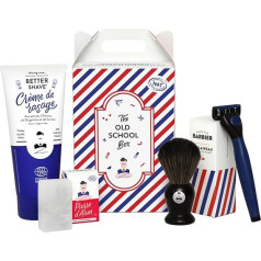 MONSIEUR BARBIER Old School Shaving Set | Natural, Vegan and French | Ideal for Sensitive Skin | Pierre d'Alun, Shaving Cream, Shaving Brush and Razor with 5 Blades