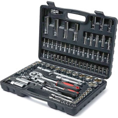 Wopeite Socket Spanner Set 94-Piece Socket Spanner Set with Ratchet and Adapter Tool Made of Chrome Vanadium Steel 1/4 Inch