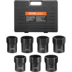 VEVOR Wheel Bearing Lock Nut Socket Set 12.7mm Drive 7 Piece SAE & Metric 6 Point Socket Wrench with Storage Case for Removing and Installing Wheel Bearing Lock Nuts