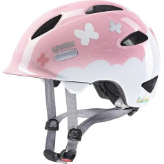 uvex OYO Style, Lightweight Bicycle Helmet for Children, Individual Size, Expandable with LED Light, Butterfly Pink, 45-50 cm