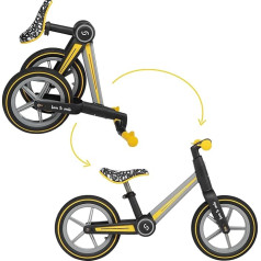 skiddoü Ronny Balance Bike from 2 Years Folding Learning Balance Bike up to 30 kg Aluminium Frame 12 Inch Wheels Height Adjustable Steering Wheel Lock Balance Bike Retro Design Yellow