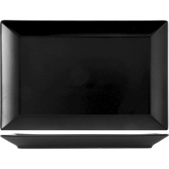 H&h Set of 6 Piatti Rettangolari Osaka in Stoneware Nero cm 30 x 20 cm