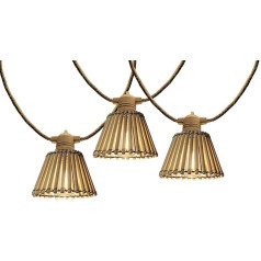 Lumisky Outdoor String Lights Connectable 10 Natural Bamboo Shades Natural Hybrid LED Warm White 8M Solar Powered and Mains