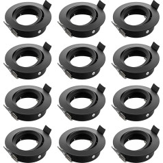 SEBSON Housing for recessed spotlights with GU10 socket LED halogen 230 V - swivelling mounting frame, hole diameter 75 mm (min. 73 mm, max. 77 mm) for ceiling lighting - set of 12