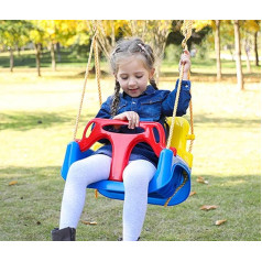 Huike Children's Swing Baby Swing 3-in-1 Baby Seat Adjustable Swing Seat Garden Swing for Baby and Children with Backrest and Seat Belt Outdoor Swing with Height Adjustable Rope