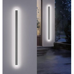Klighten LED Long Outdoor Wall Lights, Dark Grey Wall Light Indoor, IP54 Outdoor Lamp Villa, Outdoor Wall Lights Iron Acrylic, Outdoor Light Wall Lamp for Gardens/Patio, Cold White 6000 K, 150 cm/45 W