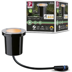 Paulmann 94588 LED Outdoor Light Smart Home Zigbee Recessed Floor Light 1 m IP65 White Light Control Round 1 x 4.6 Watt Dimmable Black, Stainless Steel 2000 K