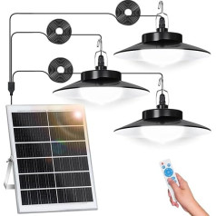 SERBASIC Solar Lights Outdoor Motion Sensor Modern Hanging Lamp Extra Brightness Long Running Time 45 x 35 cm Solar Panel 5 Modes Remote Control IP65 Waterproof for Garden Patio with 5 m Cable White 3
