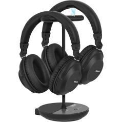 SIMOLIO Duo Wireless TV Headphones for TV, Bluetooth Headset, Independent Volume Control, Black