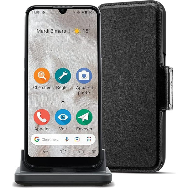 Doro - 8100 Plus - 4G smartphone for seniors - No contract - 6.1'' display - Emergency button with GPS - Triple camera - Splash-proof - Face recognition - Black