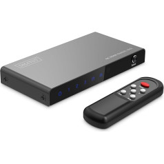 DIGITUS DS-55331 HDMI Switch 3x1 - 3 in 1 Out - UHD 4K/60Hz HDTV: 3840 x 2160p - HDCP 2.2 & HDMI 2.0 - HDR, CEC, Deep Color, DTS, Dolby Digital, LPCM - For TV, Monitor, PS5, PS4, Xbox