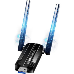 USB WLAN Stick Adapter for PC - 1300Mbps USB 3.0 WiFi Adapter 2.4GHz/5.8GHz Dual Band Internet Stick with 2 x 5dBi Antenna for PC/Laptop, Compatible with Windows 11/10/8/7/Vista/XP, Mac OS 10.9-10.15