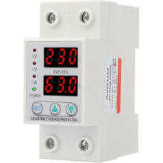 Overcurrent Protection, AC230V 63A Voltage Current Protection, Single-Phase Surge Protection, 230V-300V Adjustable, DIN Rail Installation