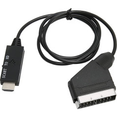 SCART to HDMI Converter Cable, SCART to HDMI1.3 Adapter, Supports 1080P/720P, Audio Video Converter, SCART Adapter with Micro USB Power Cable, for TV, VHS Video Recorder, DVD