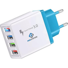 Pipestation European USB Charger Plug with 4 USB Ports x1 - UK to European Plug Adapter - Type C European USB Charger Plug - Compact Travel Plugs UK to EU - European USB Plug for Spain Turkey Greece