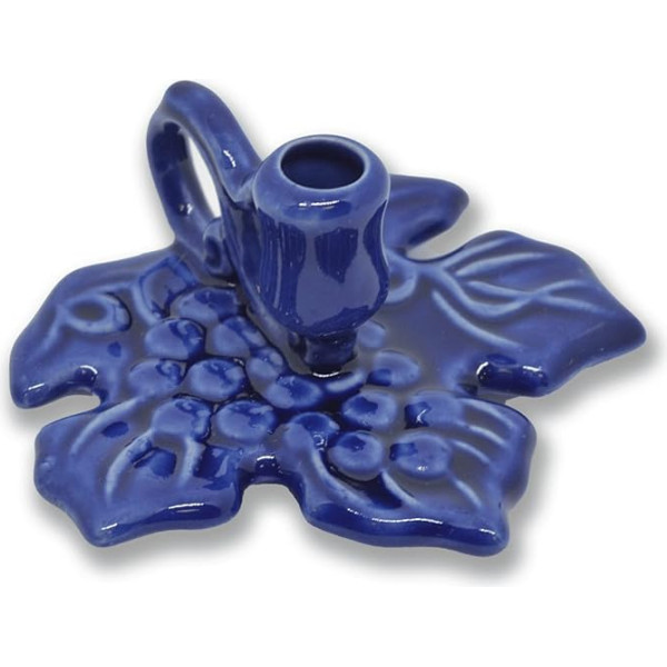 Danilovo Candle Holder Leaf Shape, Ceramic Candlestick for Thin Candles, Orthodox Candle Holder, Ideal for Candles up to Diameter 1 cm (Dark Blue)