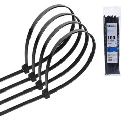 VoltShine Black Nylon Cable Ties Ideal for Various Applications Supplied in a pack of 100 Dimensions: Width 7.2mm and Length 500mm