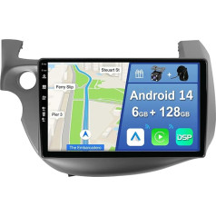 YUNTX [6GB + 128GB] Android 14 Car Radio for Honda Fit Jazz (2007-2014)-[Integrated CarPlay/Android Car/DSP/GPS]-10.1 Inch IPS 2.5D Camera + MIC-DAB/Mirror Link/Bluetooth 5.0/360 Camera/Steering Wheel